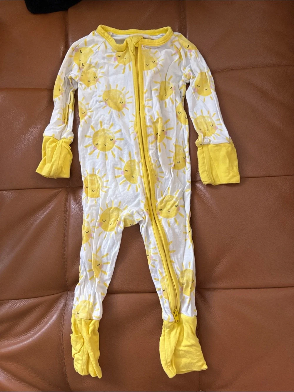 Little Sleepies Yellow Sun Print Footed One-Piece